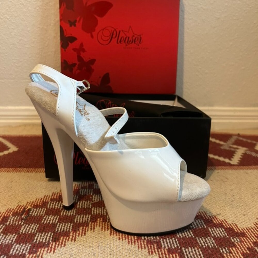 White Pleaser Adore Sandals NIB